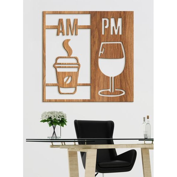 Drevená dekorácia Deň začína kávou a končí vínom