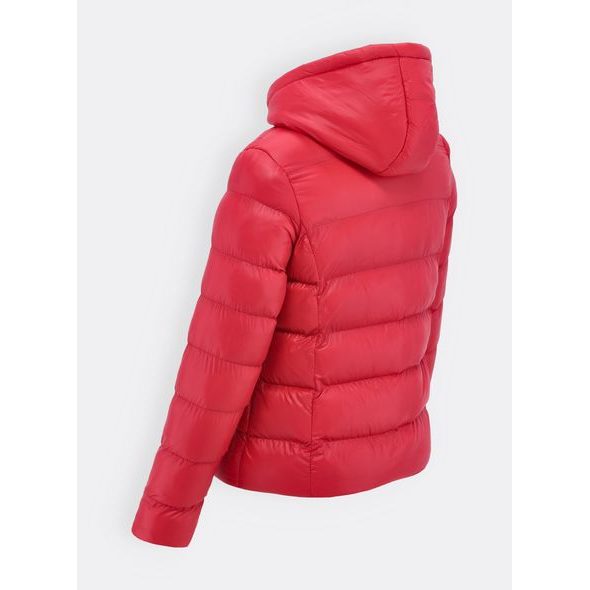 Dámská prošívaná bunda s kapucí červená