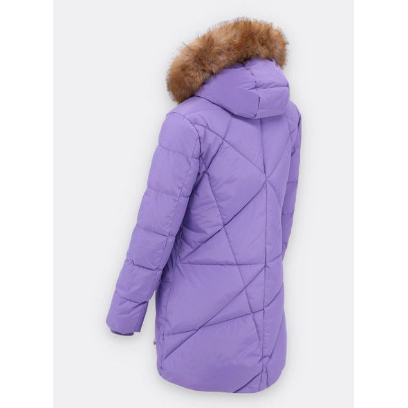 Dámská prošívaná zimní bunda s kapucí světle fialová