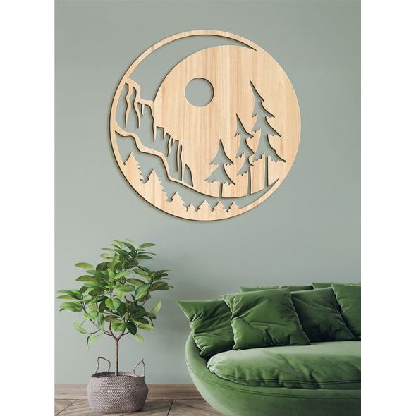 Dřevěná malba noční krajina