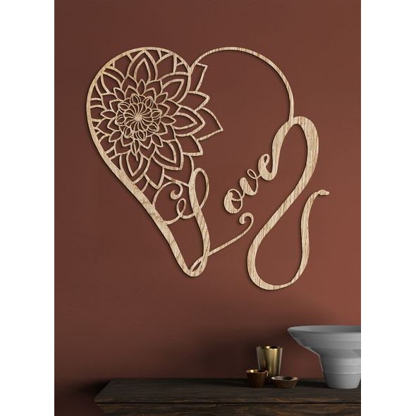 Dřevěný obrázek srdce - LOVE