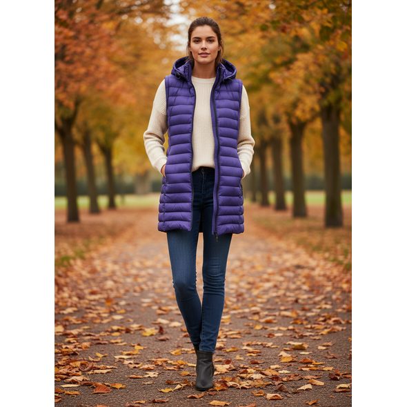 DÁMSKA PREŠÍVANÁ VESTA INDIGOVÁ