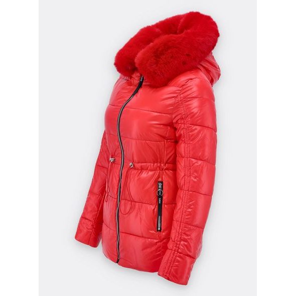 Dámska lesklá zimná bunda červená