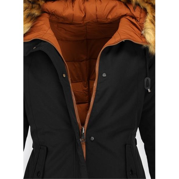 Dámska obojstranná zimná bunda čierno-hnedá