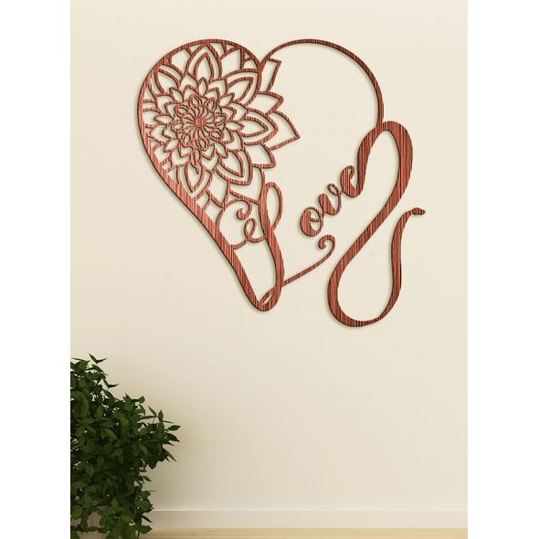 Dřevěný obrázek srdce - LOVE