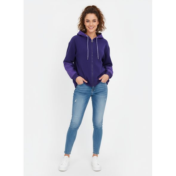 DÁMSKA VOĽNÁ MIKINA S KAPUCŇOU FIALOVÁ