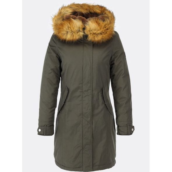 Zateplená dámská zimní bunda khaki