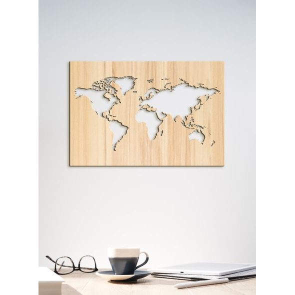 Dřevěné nástěnné umění Mapa světa