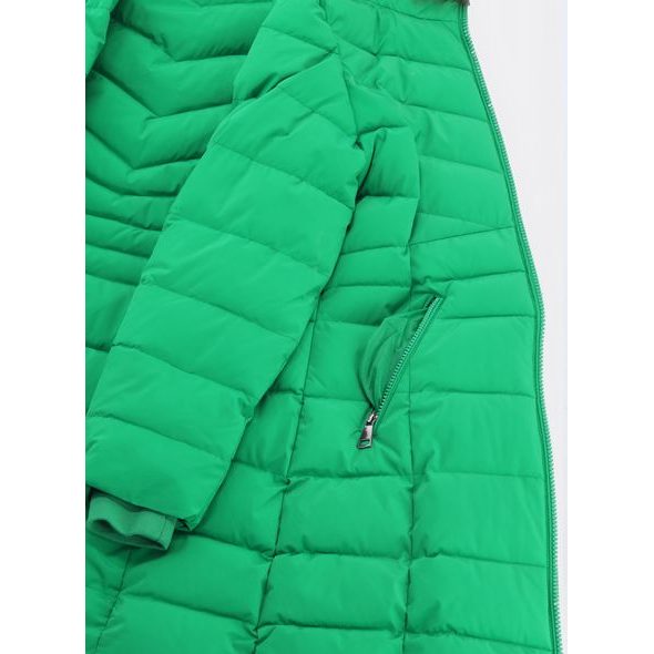 Dámska prešívaná zimná bunda s kapucňou zelená