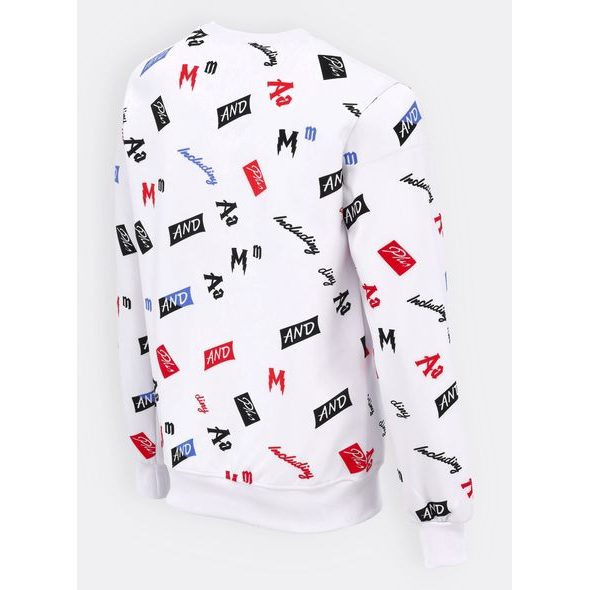 Pánská mikina s kapucí s barevným potiskem bílá