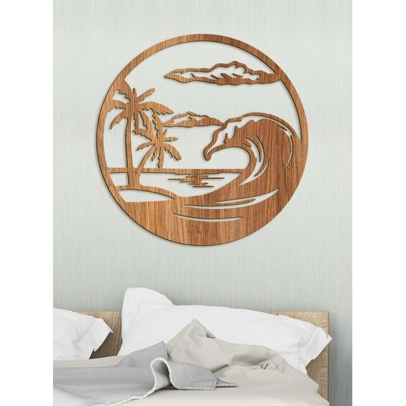 Dřevěný obraz na stěně pláže