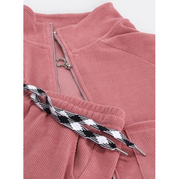 Dámská tepláková souprava crop top růžová