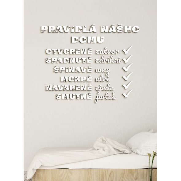 Drevený citát "Pravidlá nášho domu"