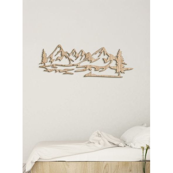 Dřevěný obraz Silueta hor