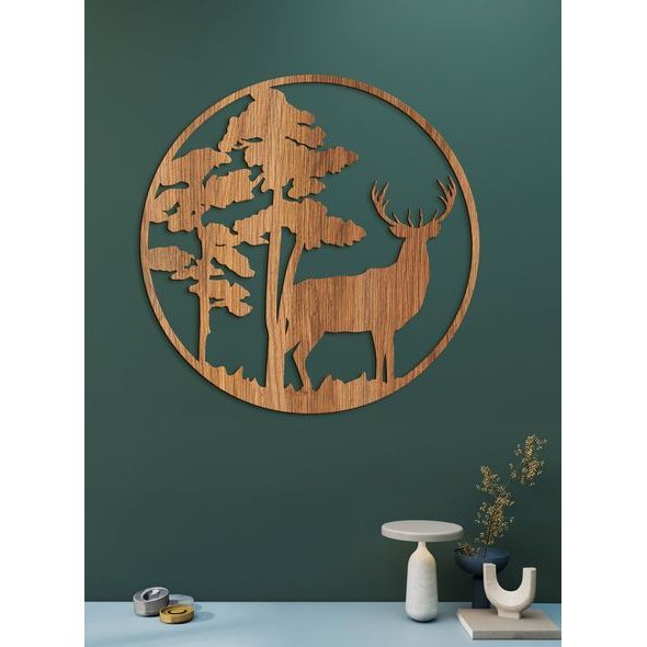 Dřevěný obraz Silueta jelena