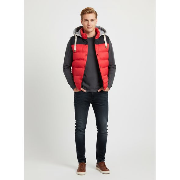 PÁNSKÁ PROŠÍVANÁ VESTA ČERVENÁ