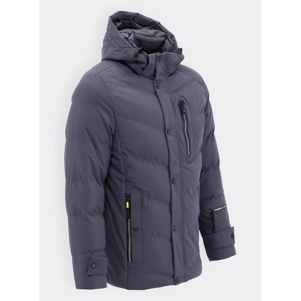 Pánská zimní bunda s kapucí šedá