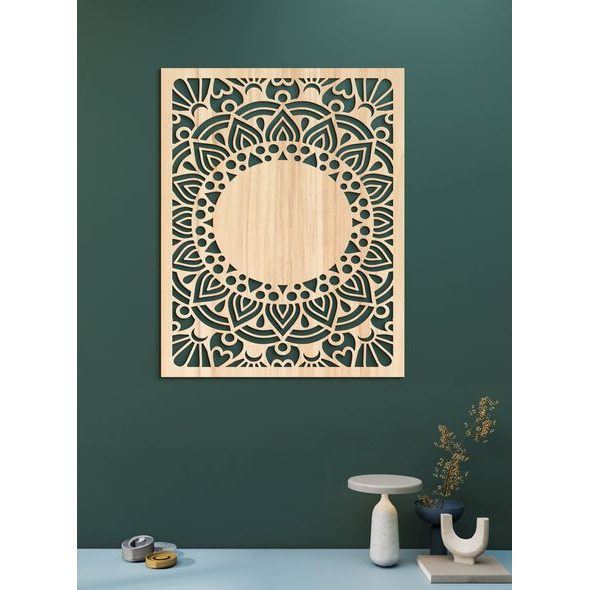 Dřevěná mandala sluneční květina