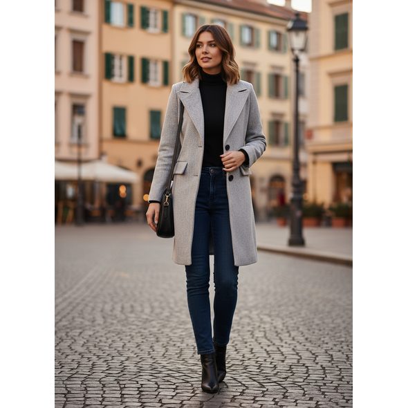 DÁMSKÝ KABÁT ŠEDÝ