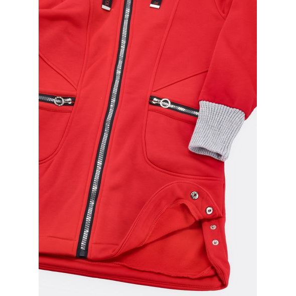 Dámská mikina s kapucí z úpletu červená