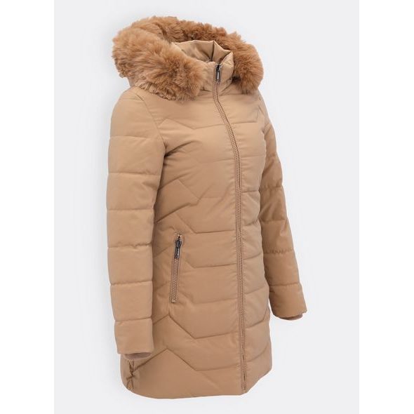Dámská prošívaná bunda s kapucí béžová