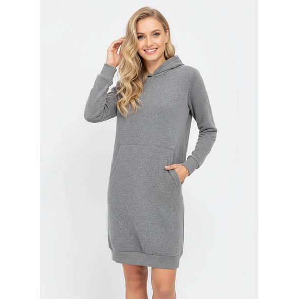 DÁMSKÁ DLOUHÁ MIKINA S KAPUCÍ ŠEDÁ