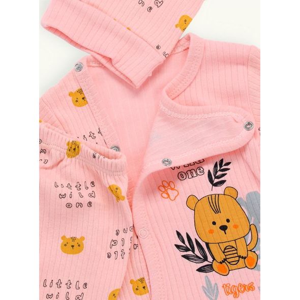 Dětské žebrované pyžamo TIGRIK pudrové