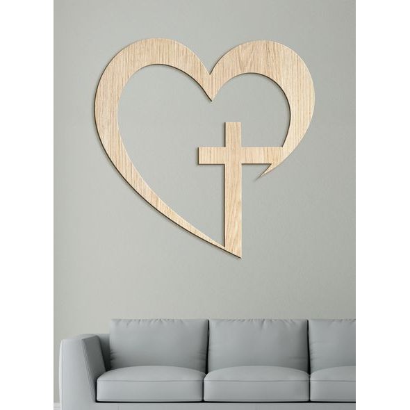 Drevený obraz na stenu Kríž v srdci