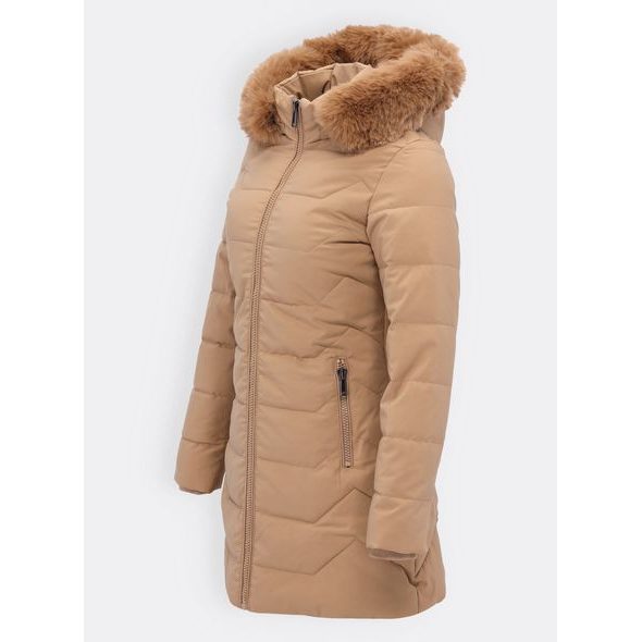Dámská prošívaná bunda s kapucí béžová