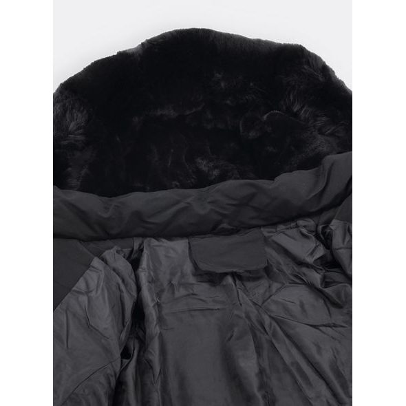 Dámská prošívaná bunda s páskem černá