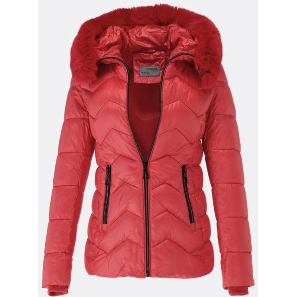 Dámska prešívaná zimná bunda červená