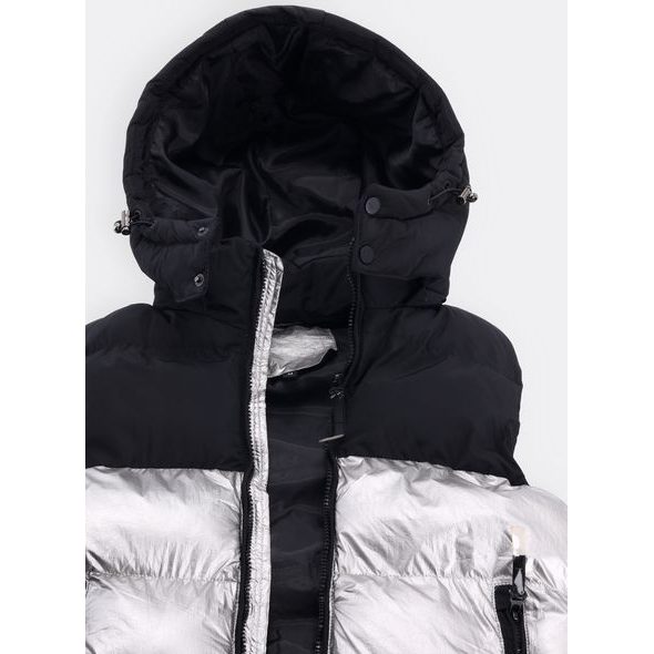 Pánská prošívaná vesta černo-stříbrná