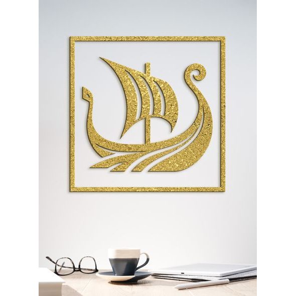 Dřevěný obraz Vikingská loď