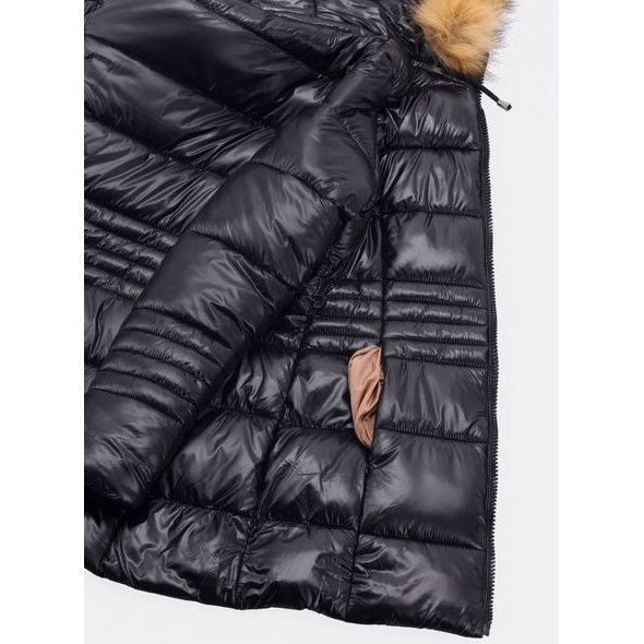 Dámská lesklá prošívaná bunda černá
