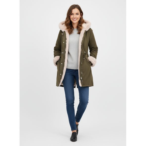 DÁMSKA PRECHODNO-ZIMNÁ BUNDA OLIVOVÁ