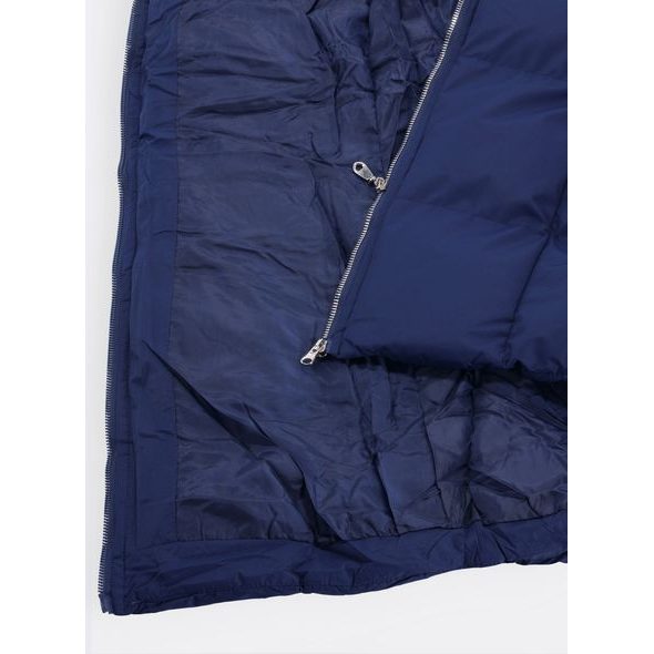 Dámská prošívaná vesta s kapucí tmavě modrá