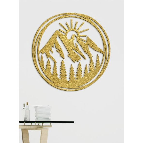 Dřevěný obraz Vycházející slunce nad horami