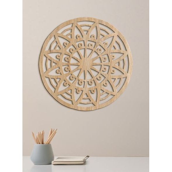 Dřevěná mandala na stěně FLOWER
