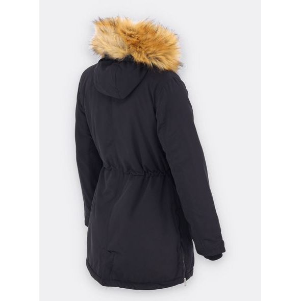 Dámská zimní bunda s kožešinou černá