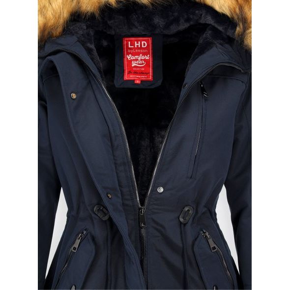 Dámská zimní bunda s kapucí tmavě modrá