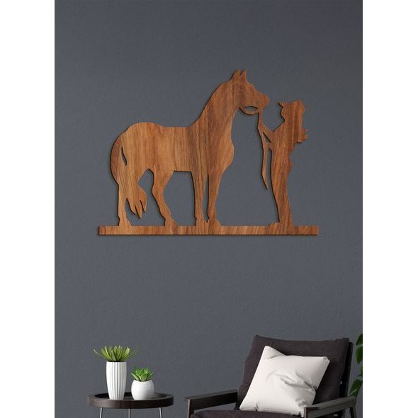 Dřevěný obrázek na stěně s koněm