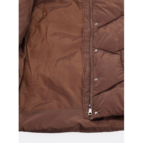 Dámská krátká prošívaná bunda hnědá