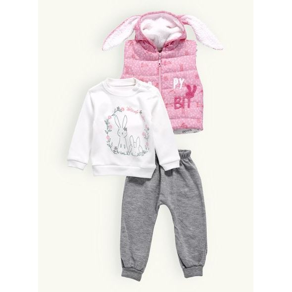 Dětská tepláková souprava ŠŤASTNÝ ZAJÍC růžová