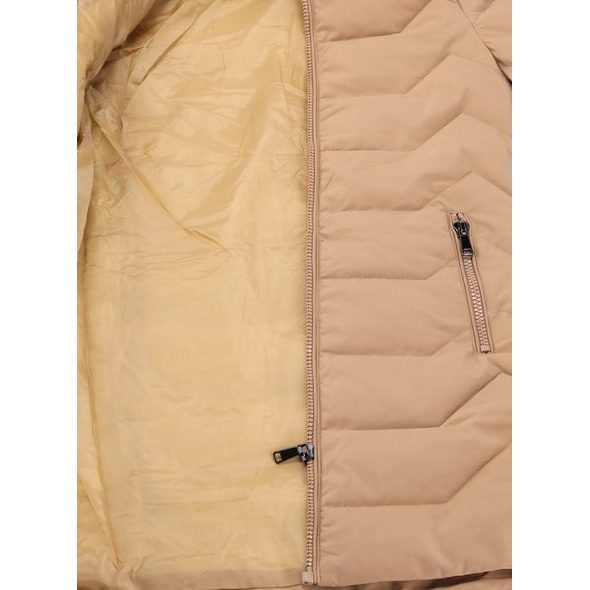 Dámská prošívaná bunda s kapucí béžová