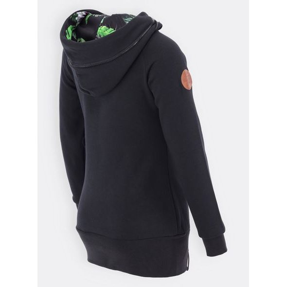 Čierna mikina s kvetinovou kapucňou