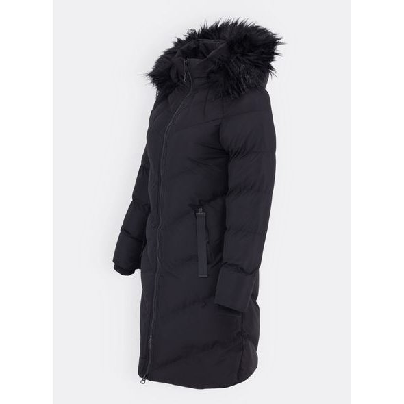 Dámská prošívaná bunda s kožešinou černá