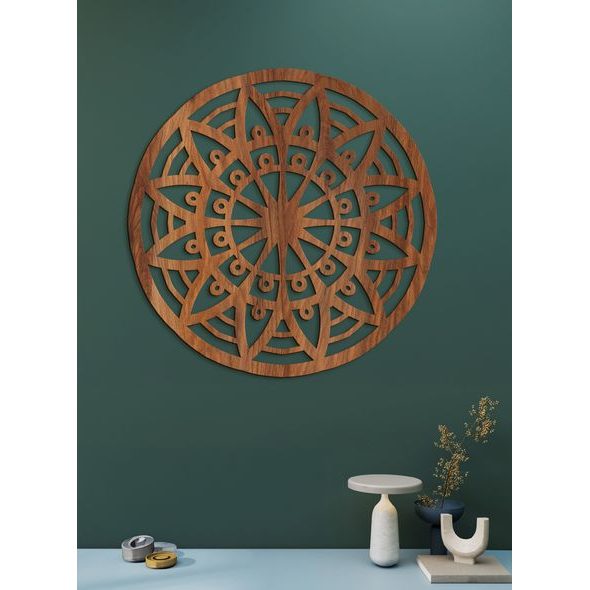 Dřevěná mandala na stěně FLOWER