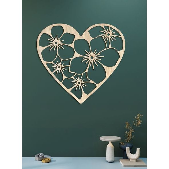 Dřevěný obraz Srdce plné květin