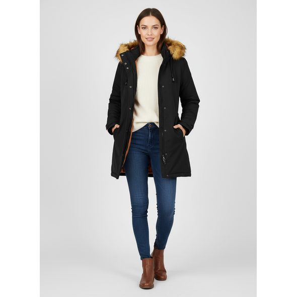 DÁMSKA OBOJSTRANNÁ ZIMNÁ BUNDA ČIERNO-HNEDÁ