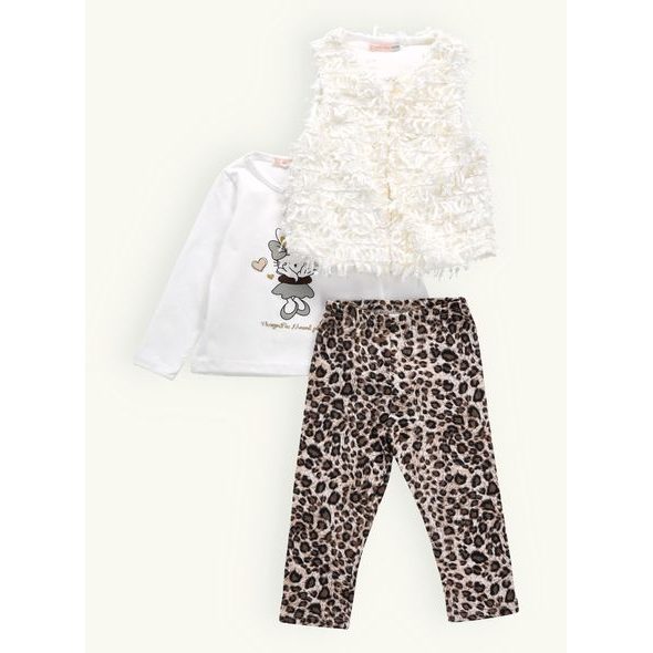 Dětská tepláková souprava s leopardím vzorem bílo-hnědá